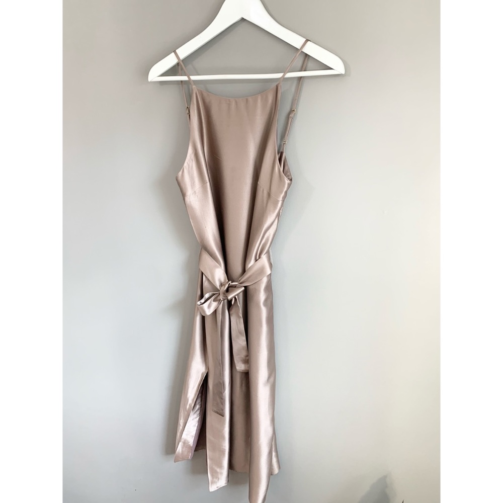 Amanda Uprichard Beige Satin High Neck Dress - Picture 11 of 11